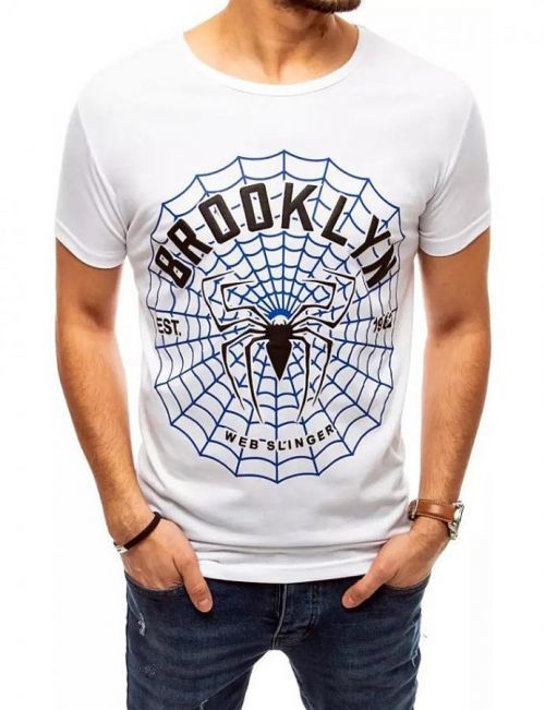Bílé pánské tričko s potiskem pavučiny