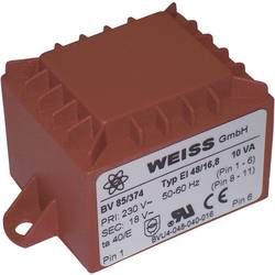 Transformátor do DPS Weiss Elektrotechnik EI 48, prim: 230 V, Sek: 12 V, 833 mA, 10 VA