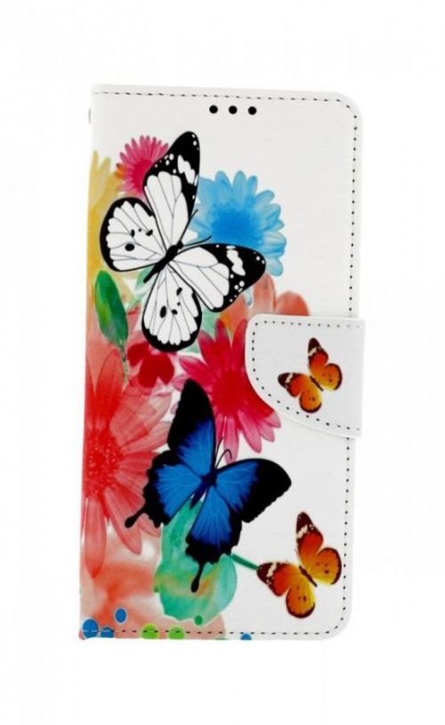 Pouzdro TopQ Samsung A12 knížkové Barevné s motýlky 57031
