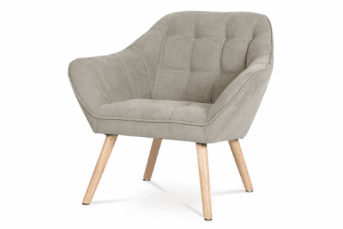 Relaxační křeslo YSTAD — masiv, látka šedobéžová, nosnost 130 kg