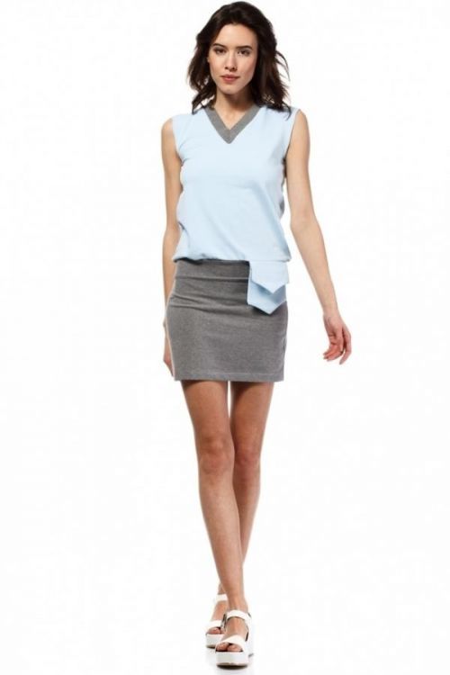 Letní šaty mini značkové BeWear bez rukávu krátké světle modré - Modrá - BeWear - 38