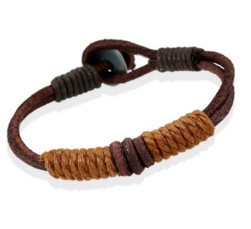 Elegantní kožený náramek - hnědá omotávka