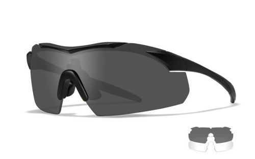 Střelecké brýle Vapor 2.5 Wiley X®, 2 skla – Čiré + Kouřově šedé, Černá (Barva: Černá, Čočky: Čiré + Kouřově šedé)
