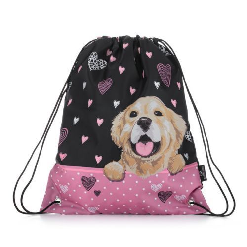 Dívčí školní sáček na prezůvky/sport BAGMASTER SHOES ALFA 21 A BLACK/PINK