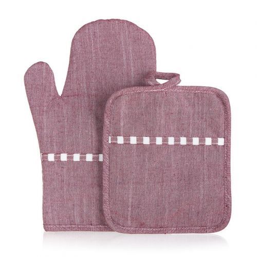 Sada chňapka a podložka DENIM, červená