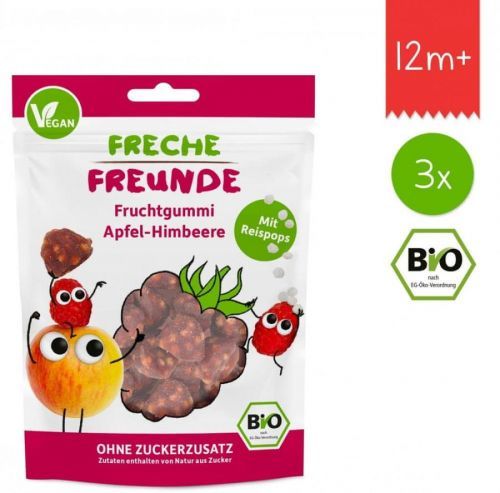 Freche Freunde BIO Ovocné želé - Jablko, malina, rýžové kuličky 3x 30g