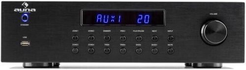 Auna AV2-CD850BT, 4-zónový stereo zesilovač, 8 x 50 W RMS, bluetooth, USB, CD, černý