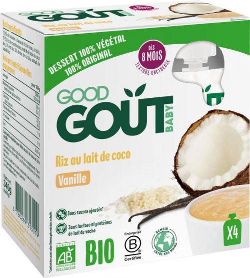 Good Gout BIO Rýžový dezert s kokosovým nápojem a vanilkou 4x85g