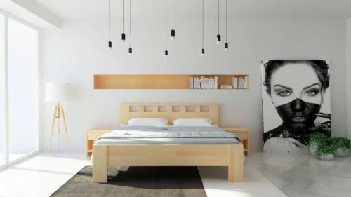 TEXPOL LUCIA - masivní dubová postel  s ozdobným čelem