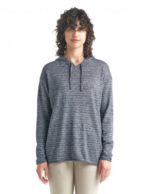 Dámský svetr ICEBREAKER Wmns Flaxen LS Hooded Pullover Sweater, Midnight Navy HTHR (vzorek) velikost: S