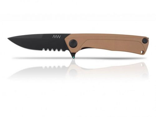 Zavírací nůž ANV® Z100 s kombinovaným ostřím G10 Liner Lock - Coyote rukojeť, černá čepel - DLC (Barva: Coyote, Varianta: Černá čepel - DLC)