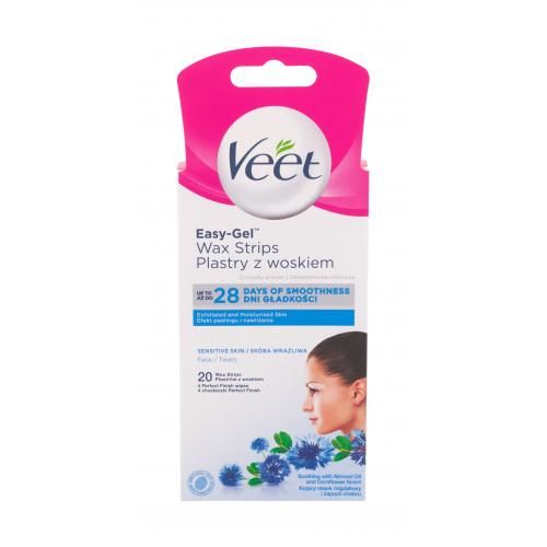 Veet Easy-Gel™ Wax Strips Sensitive Skin 20 ks depilační pásky na obličej pro ženy