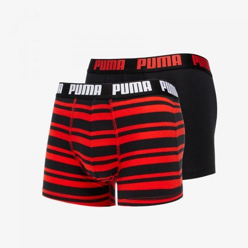 Puma 2 Pack Heritage Stripe Boxers Red/ Black L