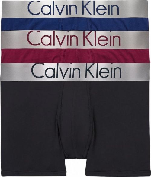 Boxerky Calvin Klein s metalickým pasem NB2453A AE5 Silver Barva: Černá, Velikost: S