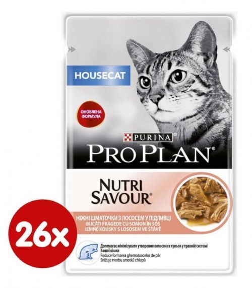 Purina Pro Plan Cat HOUSECAT s lososem ve šťávě 26 x 85 g