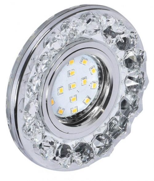 CLX Stropní LED podhledové osvětlení HENA, 1xGU10 35W + LED 3W, 10cm, kulaté, chromované