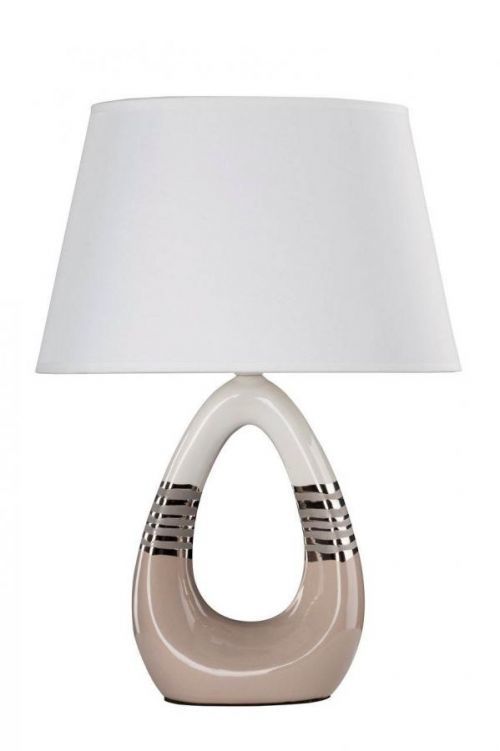 CLX Moderní stolní keramická lampa TODI, 1xE27, 60W, béžovobílá