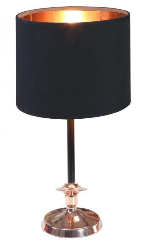 CLX Moderní stolní lampa RIOJA, 1xE14, 40W, černá, měděná