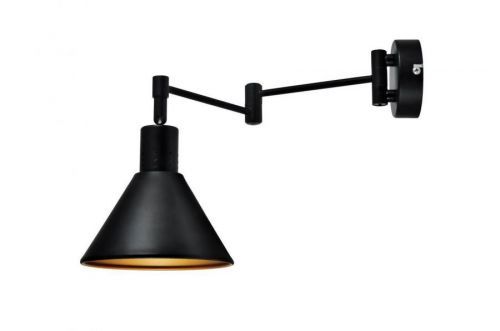 CLX Nástěnná flexibilní lampa PIERMARIA, 1xE14, 40W, černozlatá