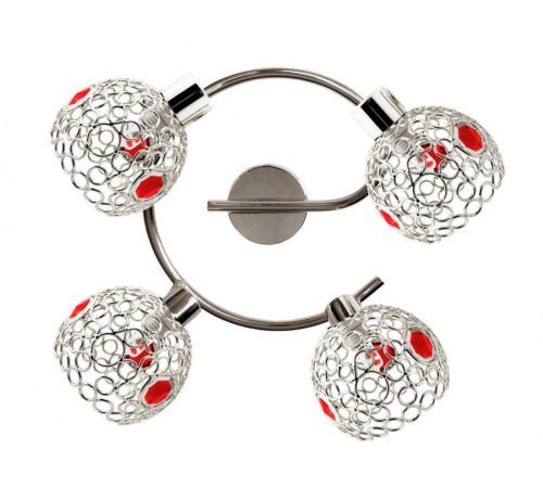 CLX Stropní bodové osvětlení ERMES, 4xG9, 40W, kulaté, chrom, červené