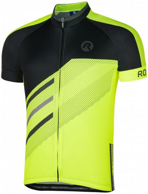 Cyklodres Rogelli TEAM 2.0 s krátkým rukávem, reflexní žluto-černý 2XL