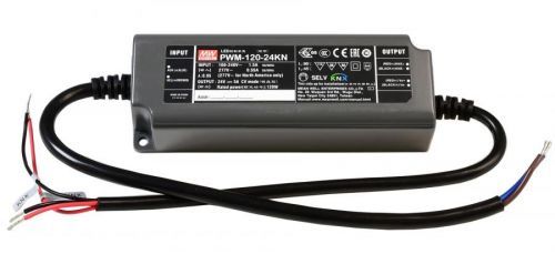 Meanwell napájení CV, PWM-120-24KN konstantní napětí 0-5000 mA IP67 stmívatelné 24V DC 120,00 W 872113