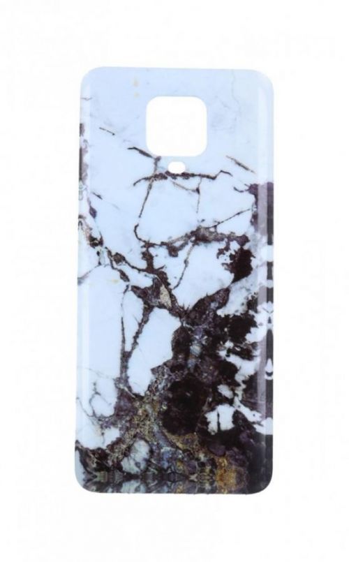 Kryt TopQ Xiaomi Redmi Note 9 Pro silikon Marble Glitter bílo-černý 57299