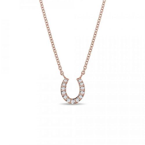 Diamantový náhrdelník podkova z růžového zlata KLENOTA
