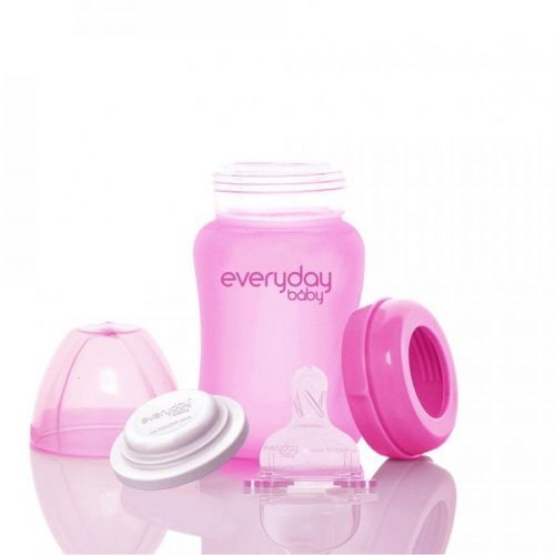 Everyday Baby láhev sklo s teplotním senzorem Healthy+ 150 ml Cerise Pink