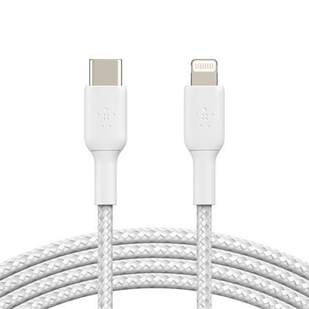 Kabel Belkin USB-C s lightning konektorem, 2m, bílý - odolný