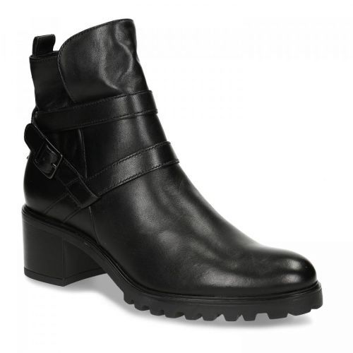 Černá dámská kožená kotníková obuv s pásky