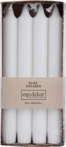 Sada 8 bílých dlouhých svíček Ego Dekor ED, doba hoření 7 h