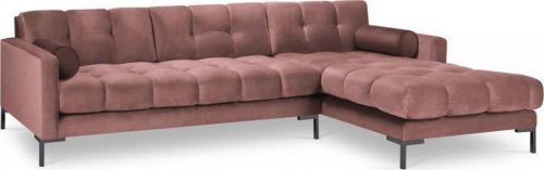Růžová sametová rohová pohovka Cosmopolitan Design Bali, pravý roh
