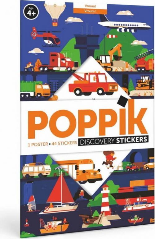 Vzdělávací samolepkový plakát Poppik Dopravní prostředky