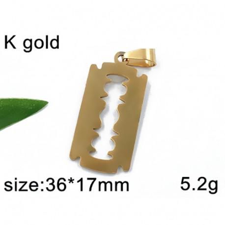 Malá žiletka ve zlaté barvě - ocelový přívěsek