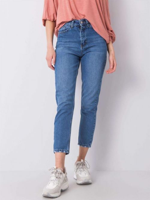 MODRÉ KRATŠÍ DŽÍNY S VYSOKÝM PASEM 336-SP-970.35P-DENIM BLUE Velikost: 25