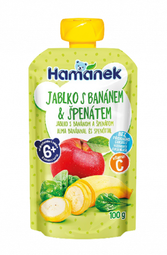 Hamánek Kapsička Jablko, banán, špenát 100g
