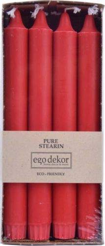 Sada 8 červených dlouhých svíček Ego Dekor ED, doba hoření 7 h