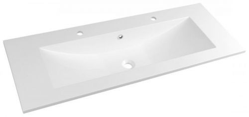 SAPHO YUKON umyvadlo 120x45cm, 2 otvory pro baterii, litý mramor, bílá YU122