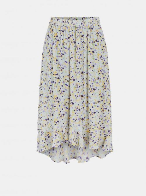 Fialovo-krémová květovaná midi sukně Pieces Mayrin