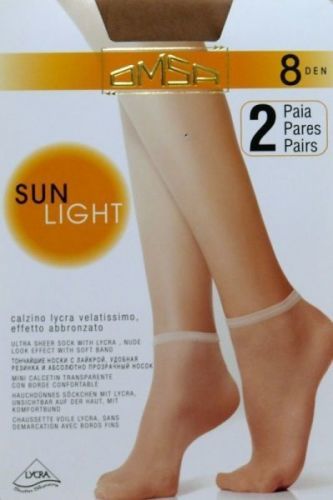 Omsa| Sun Light 8 den A`2 2-pack dámské ponožky  Univerzální sierra/odstín béžové