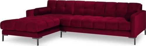 Červená sametová rohová pohovka Cosmopolitan Design Bali, levý roh