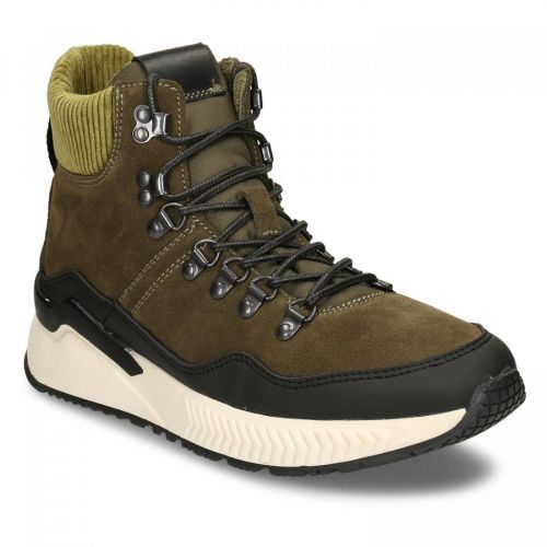 Zelená pánská kožená kotníková obuv na zimu