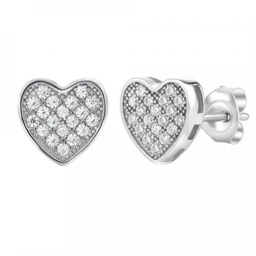 Stříbrné puzetové náušnice srdíčka - JJJ0099