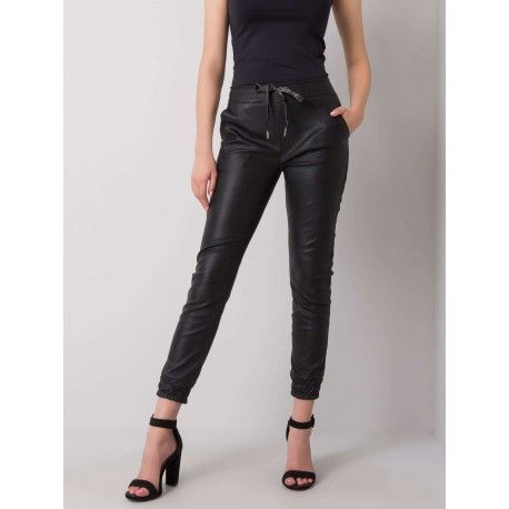 Dámské koženkové kalhoty černé, Velikost M, Barva Černá Vionnetta SP A2224P