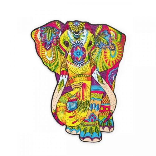 Barevné dřevěné puzzle - slon wooden elephant