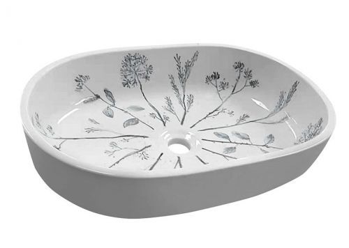 SAPHO PRIORI keramické umyvadlo, 60x13,5x40 cm, bílá s modrým vzorem PI029