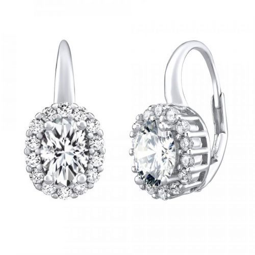 Stříbrné náušnice SHARON oválné se zirkony