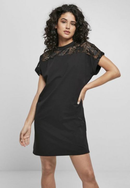 Ladies Lace Tee Dress - black 3XL