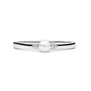 GAURA Stříbrný prsten s bílou perlou a zirkony - velikost 58 - GA4005W-58